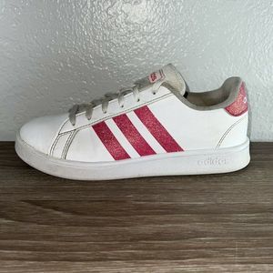 Adidas Grand Court K White / Glitter Pink EG5136 Girls Size 2